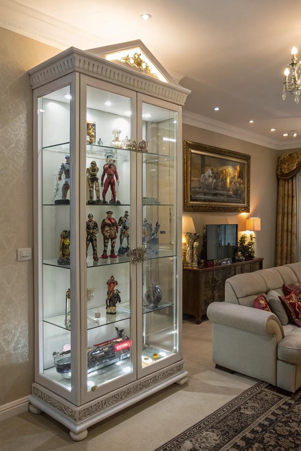 Crystal cabinets deliver protection and explicit clarity for your hero figurines.