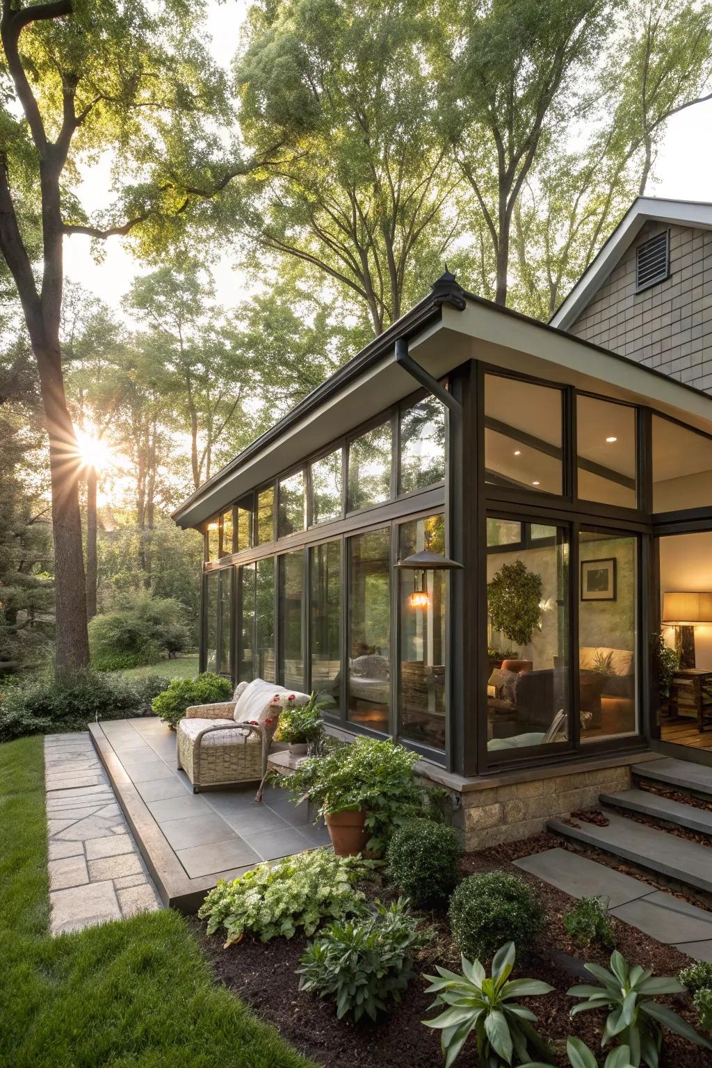 A sunroom inviting the outdoors in