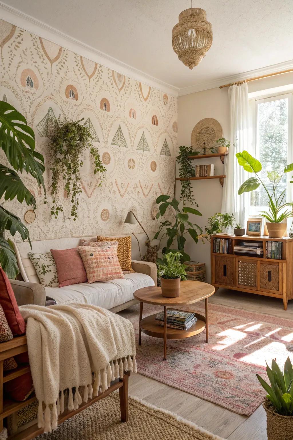Embody the essence of bohemian allure through these gentle and inviting wallpapers.