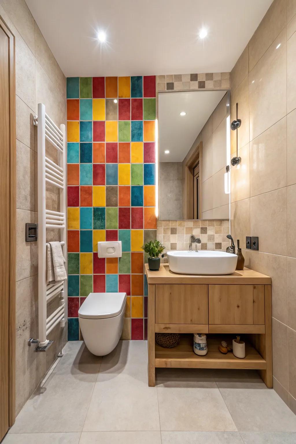 A showcase wall can transform your bathroom into an elegant haven.