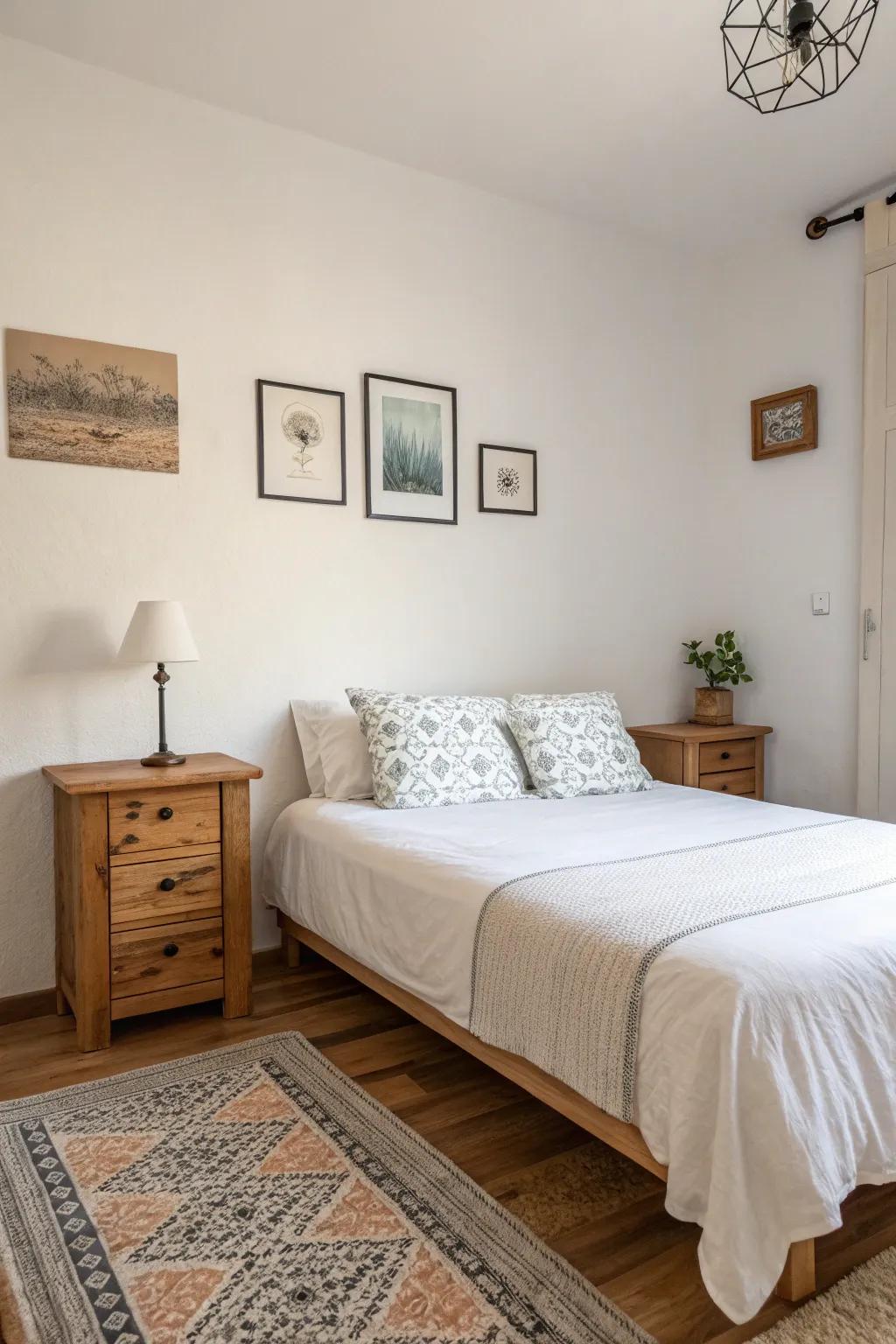 A minimalist design crafts a spacious and peaceful Airbnb bedroom.