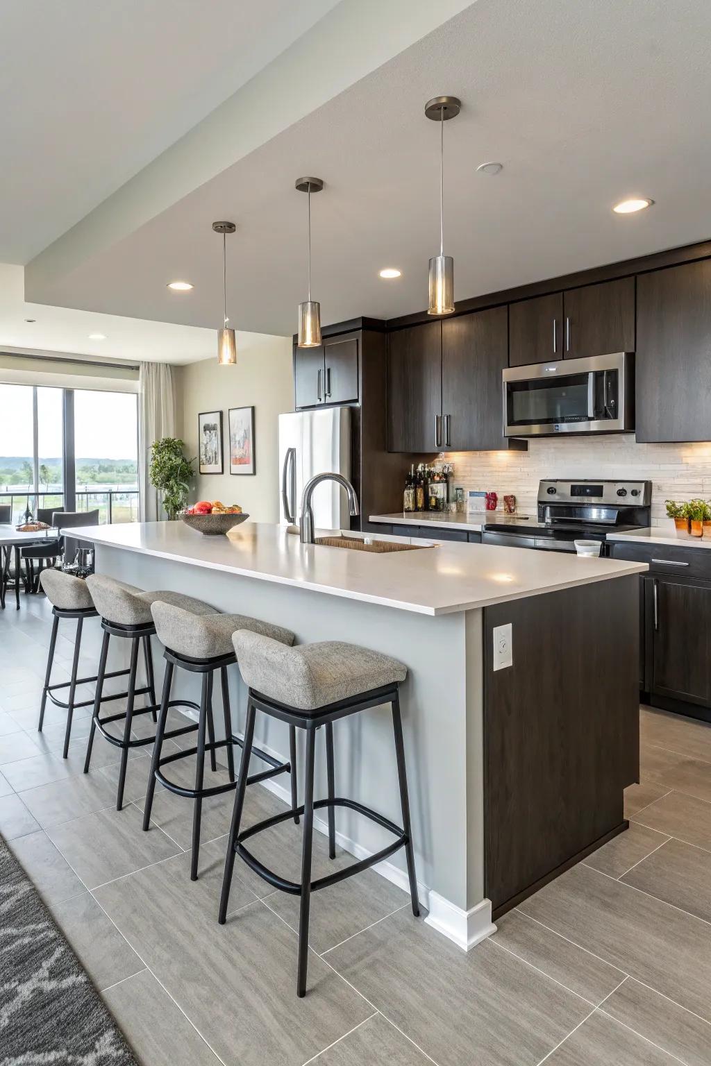A multi-purpose island improves functionality in compact areas.