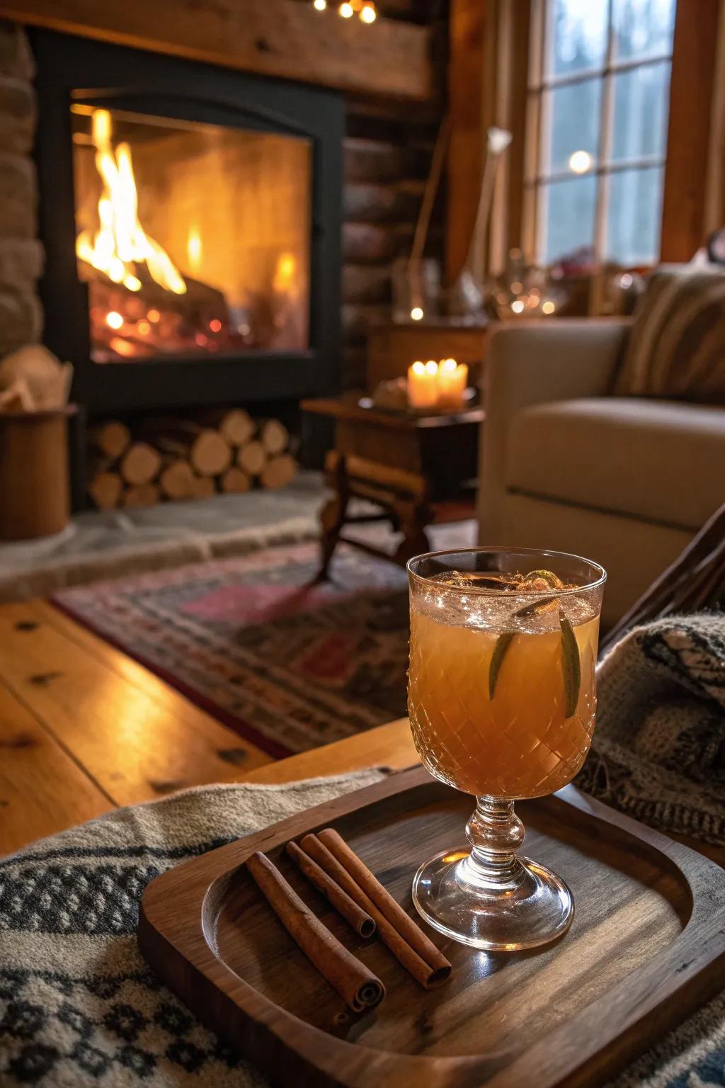 Spiced spirit apple cider punch for a cozy evening.
