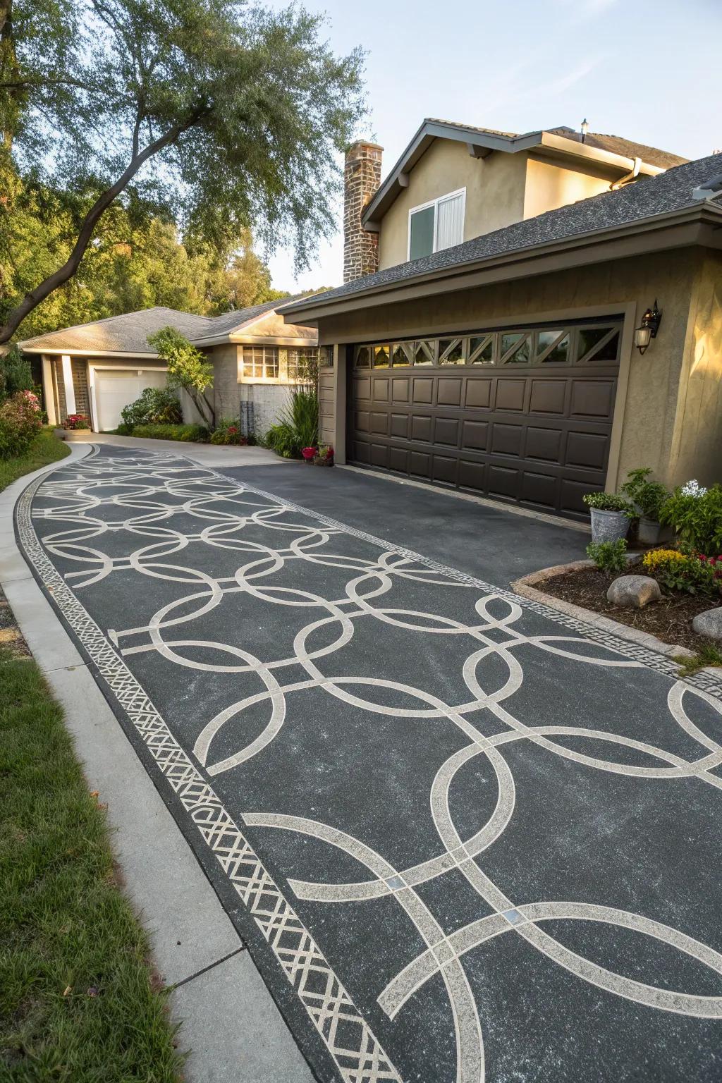 Intricate patterns transform simple asphalt into a work of art.