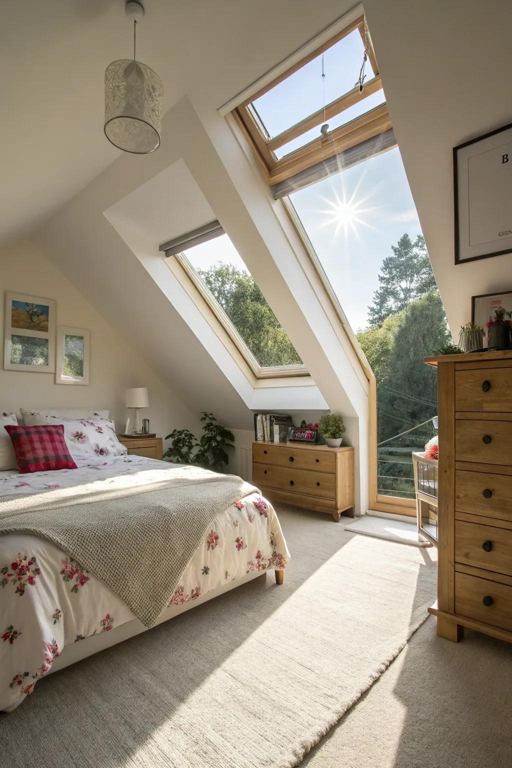 Sunlight turns your attic into a vibrant escape.