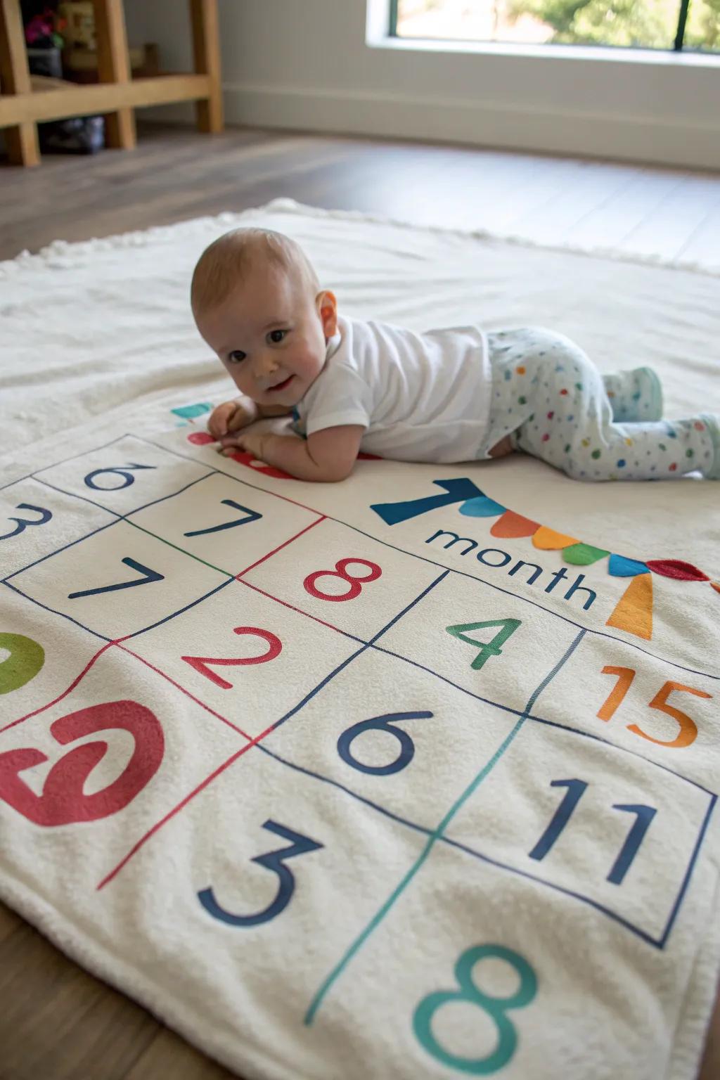 Milestone blankets offer a simple way to capture monthly growth.