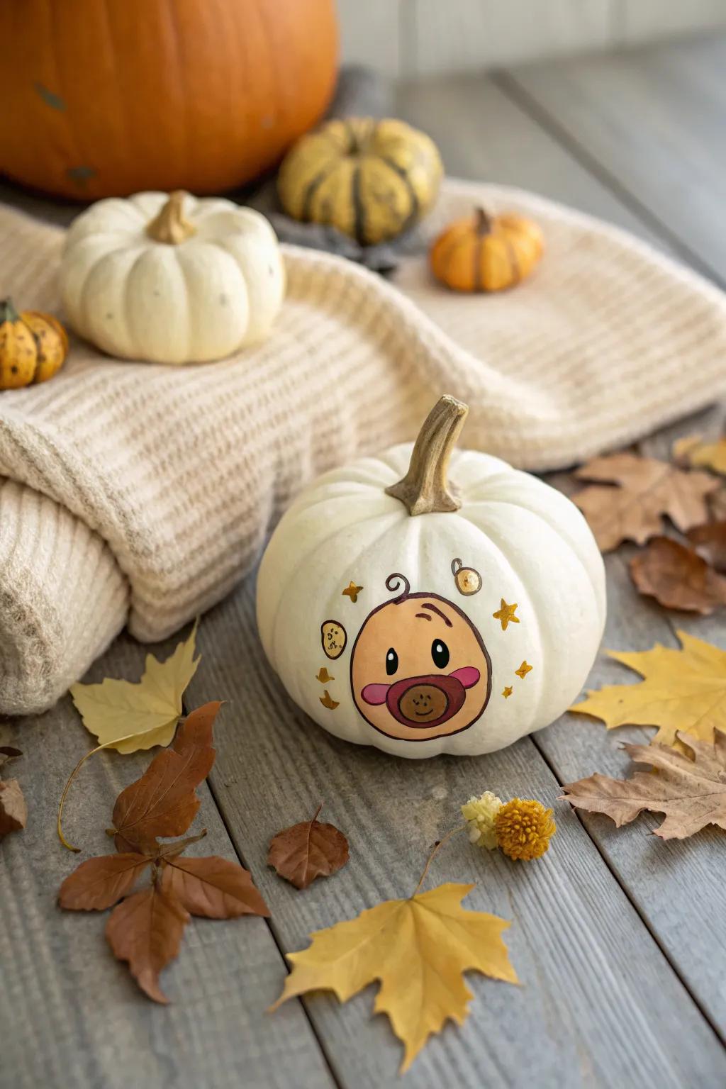 A dummy painted gourd infuses a whimsical aspect into your ornamentation.
