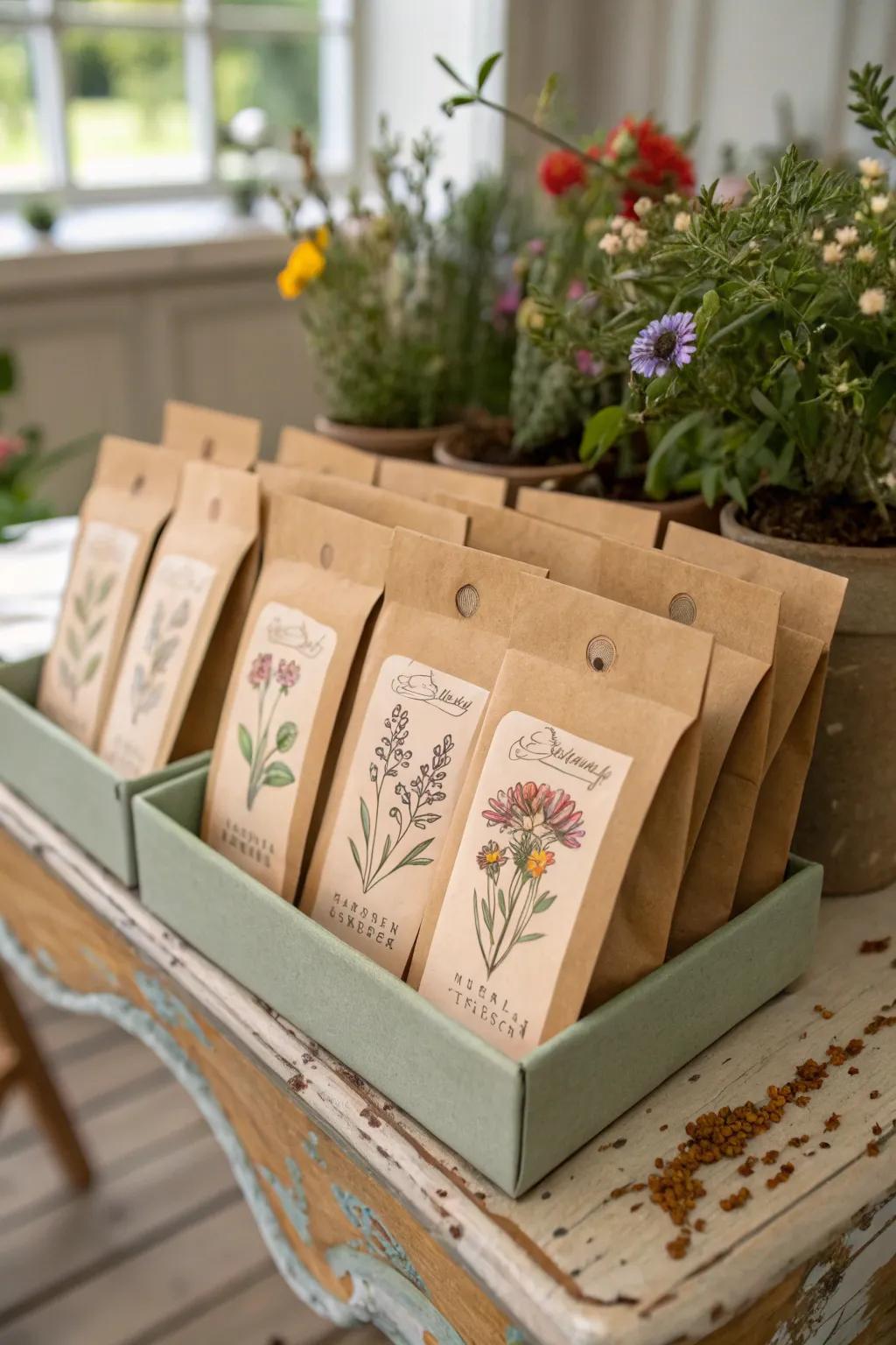 Custom seed packets are a thoughtful, eco-friendly treat.