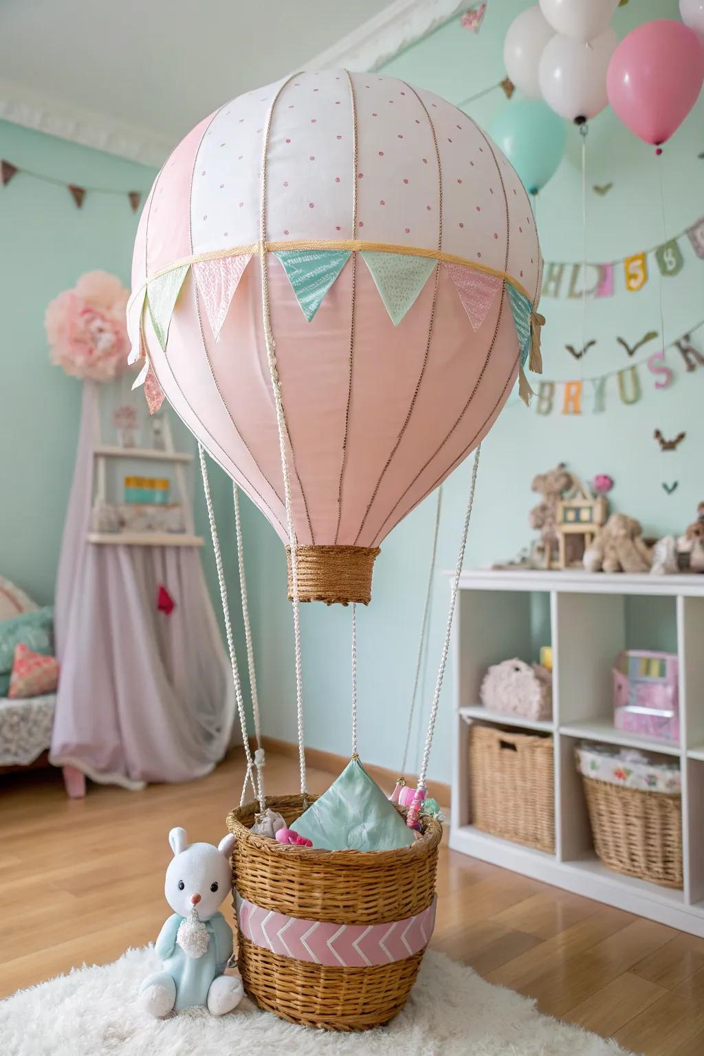 An enchanting sky ride gift presentation, guaranteed to impress at any baby shower.