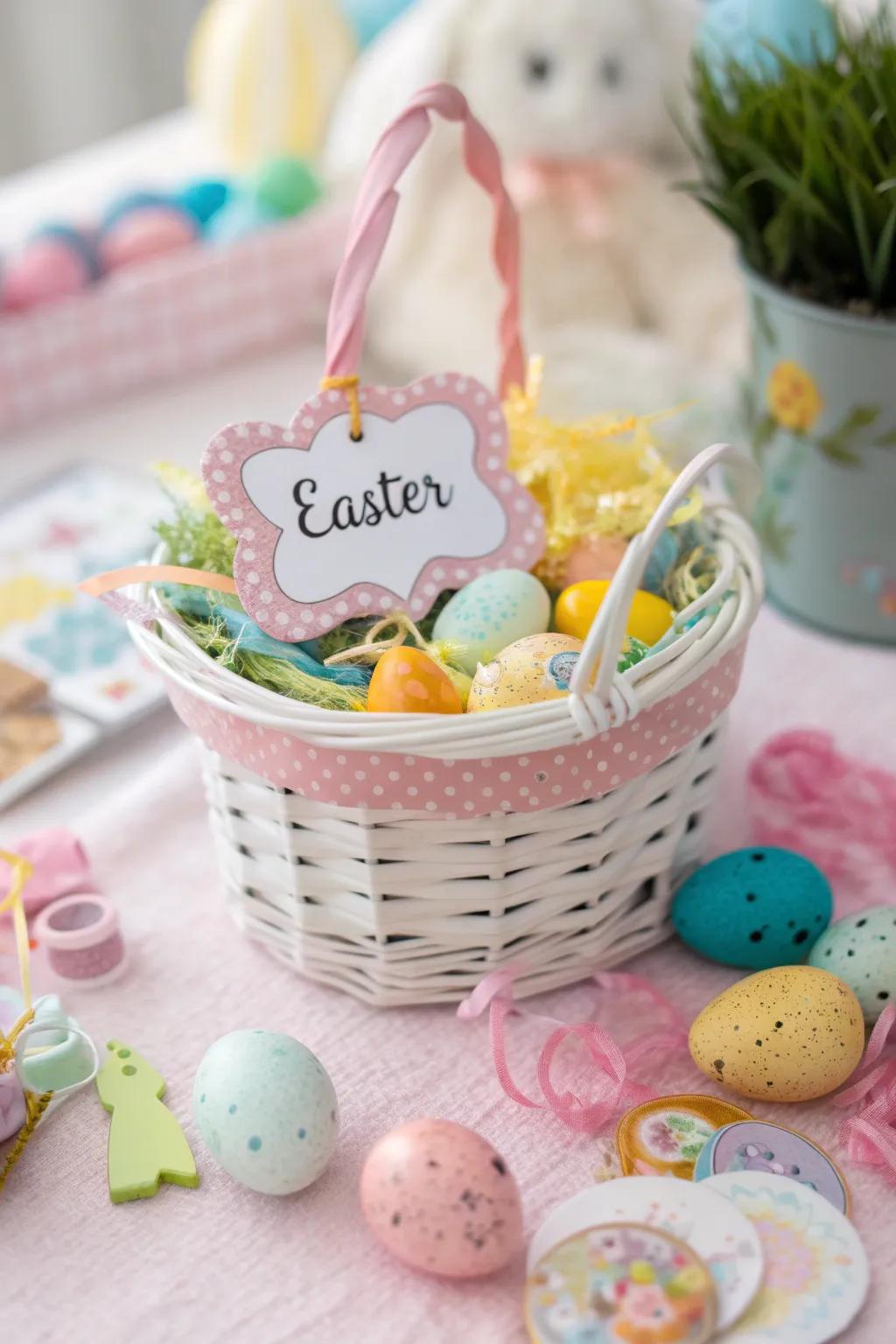 A personalized basket, ideal for commemorating initial milestones.