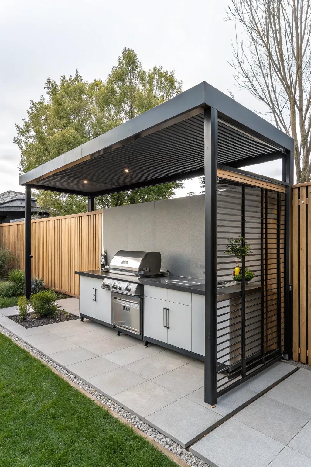 Sleek and sophisticated: a modern BBQ outbuilding.