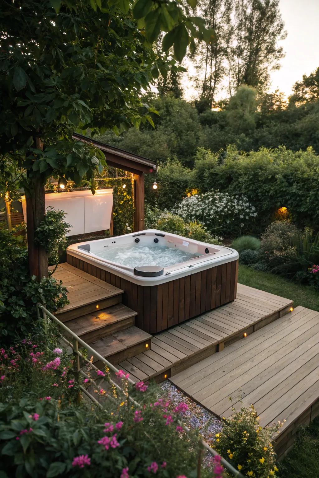 A refined platform introduces elegance to any bubble spa arrangement.