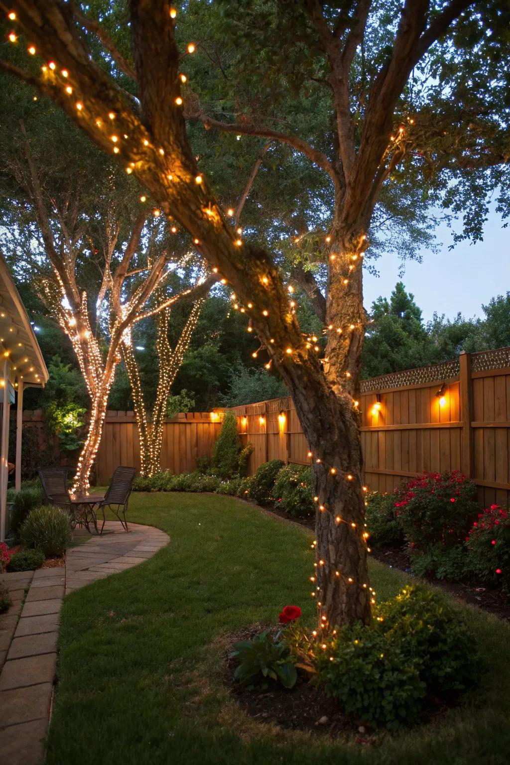 Tree lighting enhances the natural beauty of your backyard.