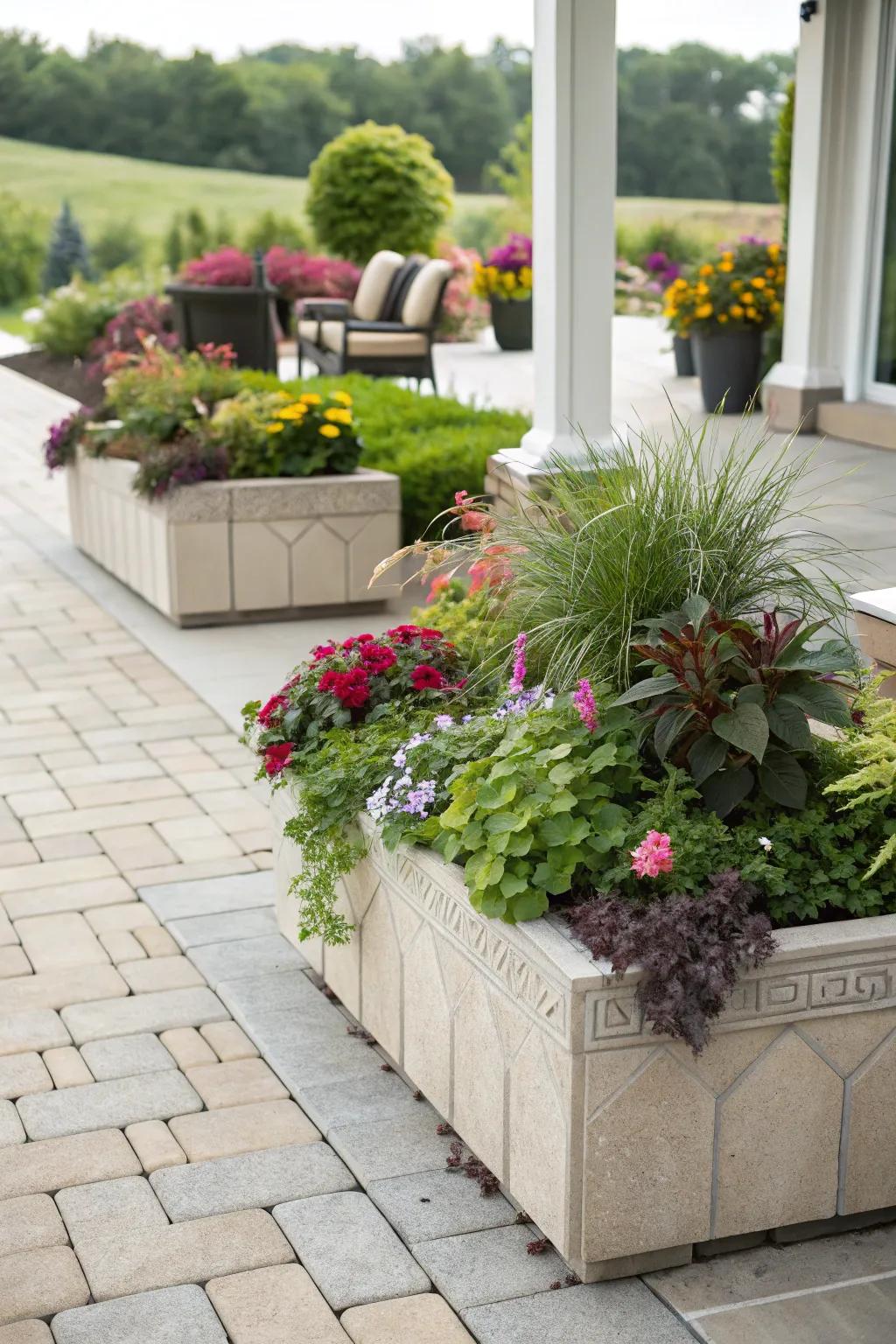 Add greenery to your patio for a lively, natural feel.