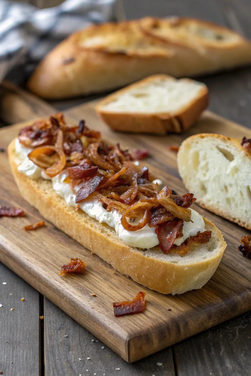 Creamy Flatbread Baguette: a savory indulgence inspired by traditional Alsatian tastes.