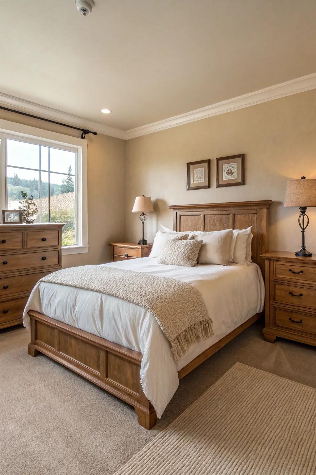 Soft hues foster a relaxing and unified setting.