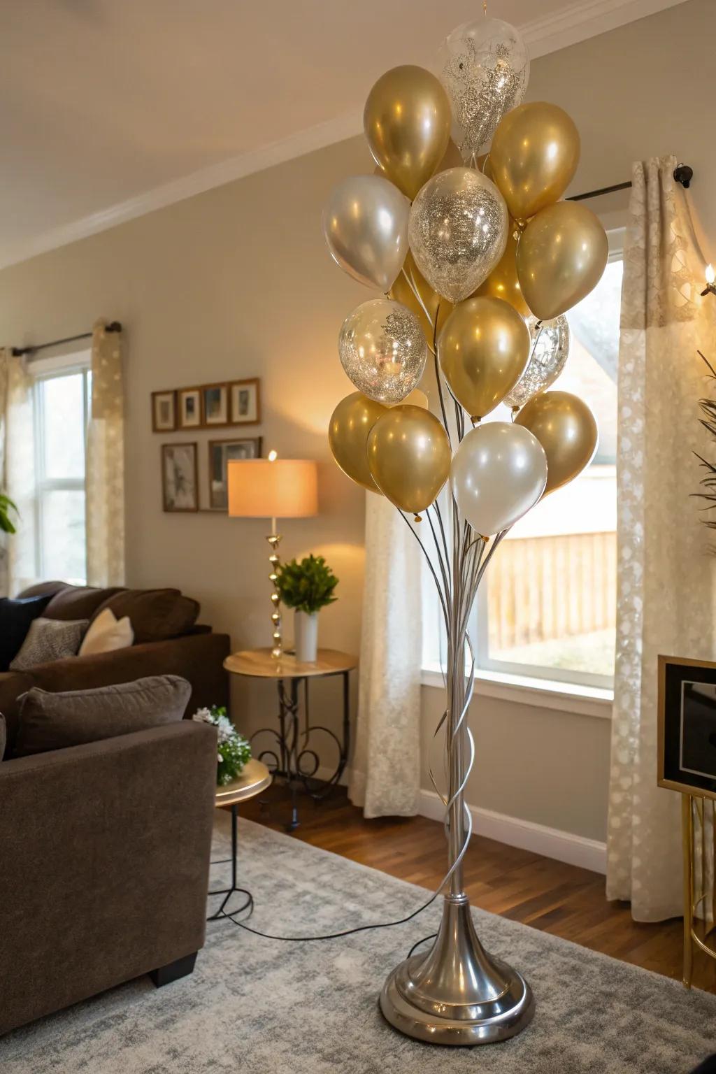 Metallic balloons bring a sophisticated flair.
