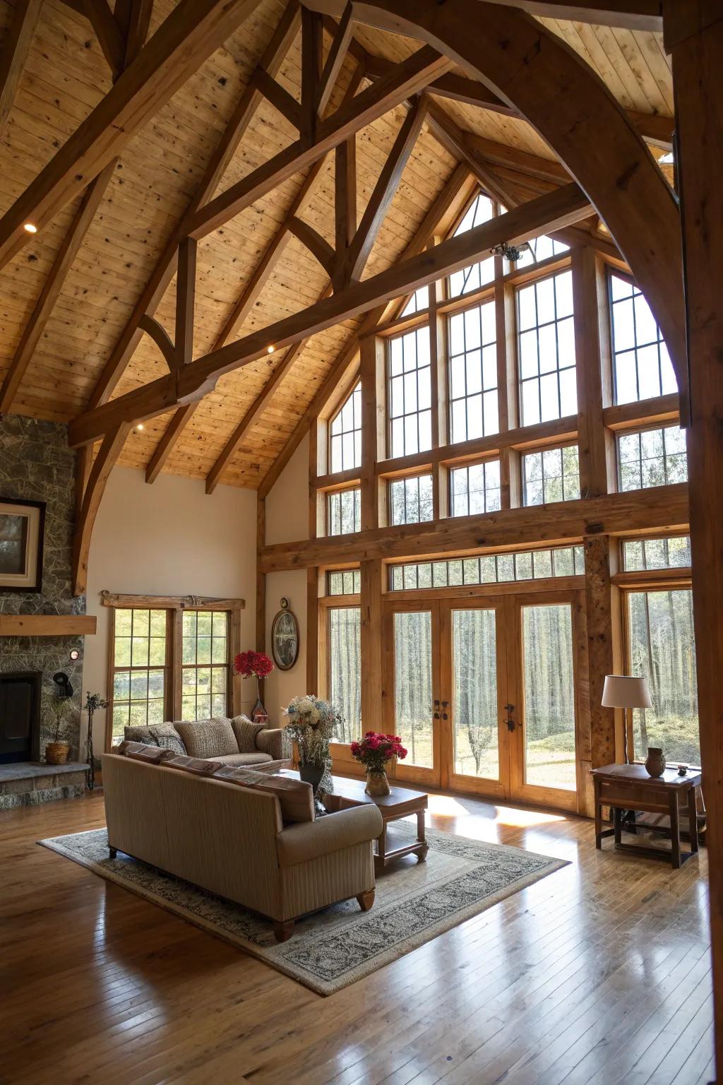 A living space with high ceilings providing a majestic, ventilated atmosphere.