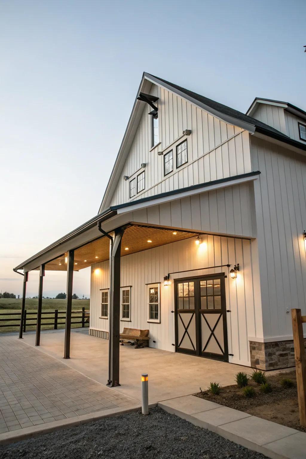 A modern minimalist barn overhang, embodying simplicity.