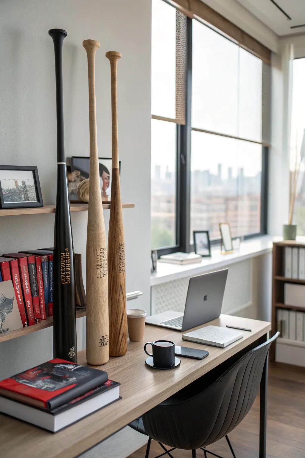 Sticks make a striking shelving unit.