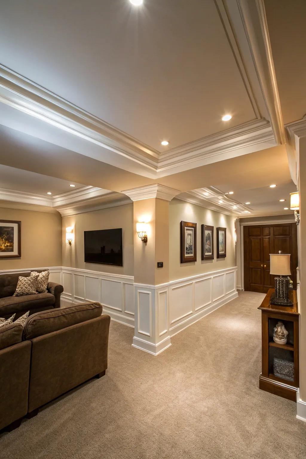 Overhead molding imbues enduring grace.