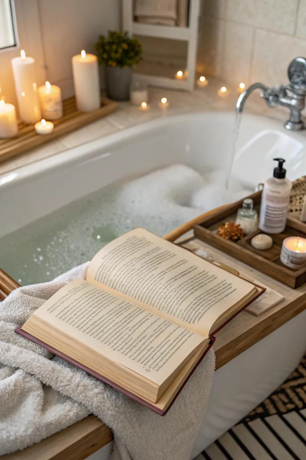 Get lost in a good book as you unwind in the tub.