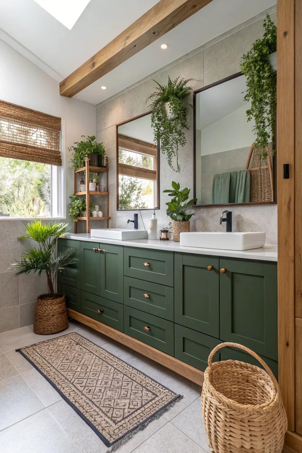 Emerald green introduces a refreshing nature-inspired touch to your bathroom.