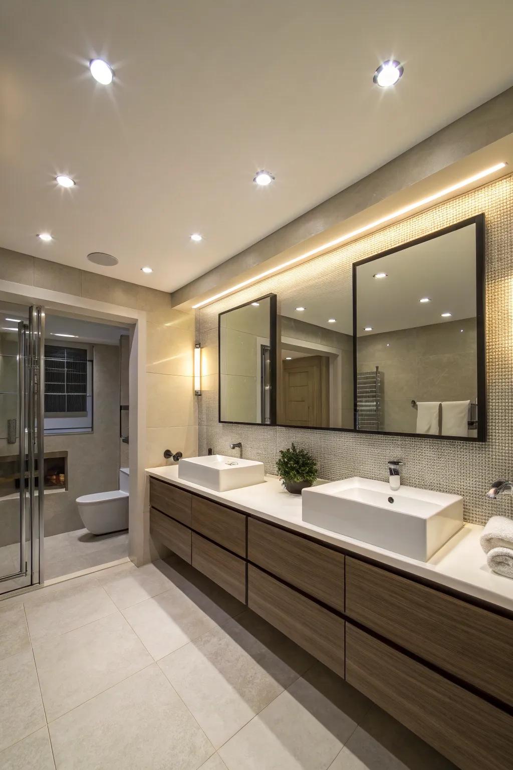 Recessed lighting gives a tidy, subtle impression.
