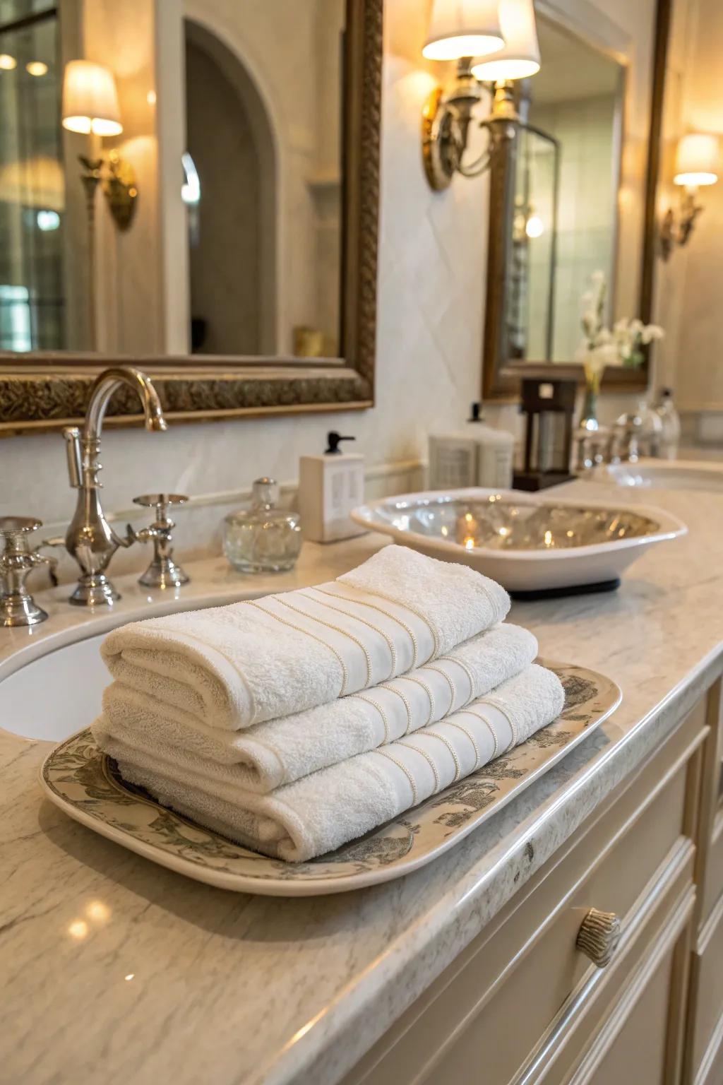 Elevate your bathroom's charm with a fan-folded towel.