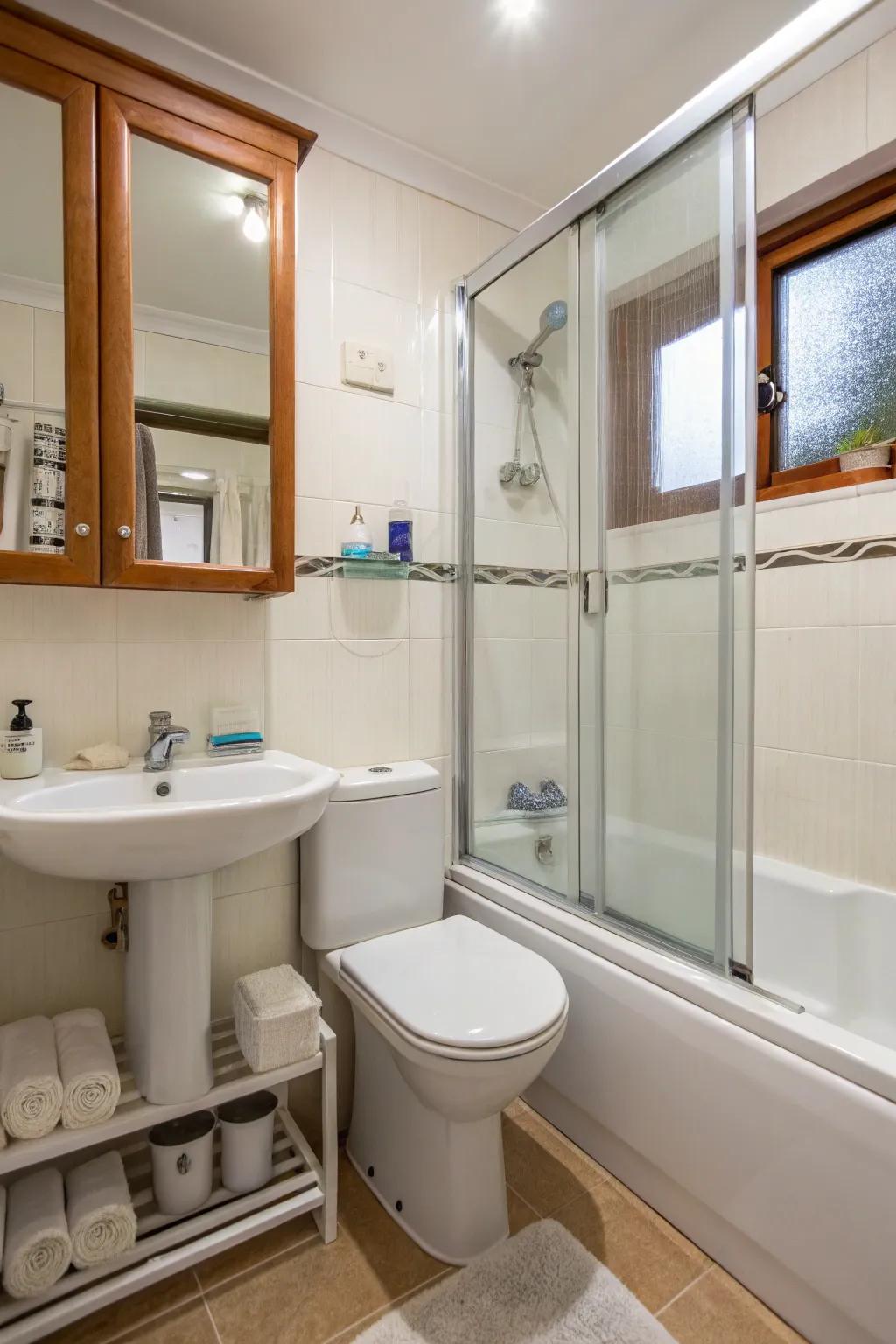 Sliding doors stand out as the optimal choice for maximizing space in compact bathrooms.