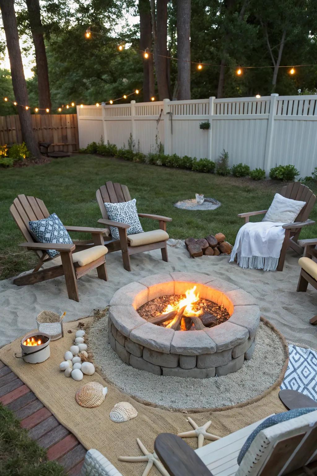 Gather around an inviting fire for authentic beach bonfire feelings.