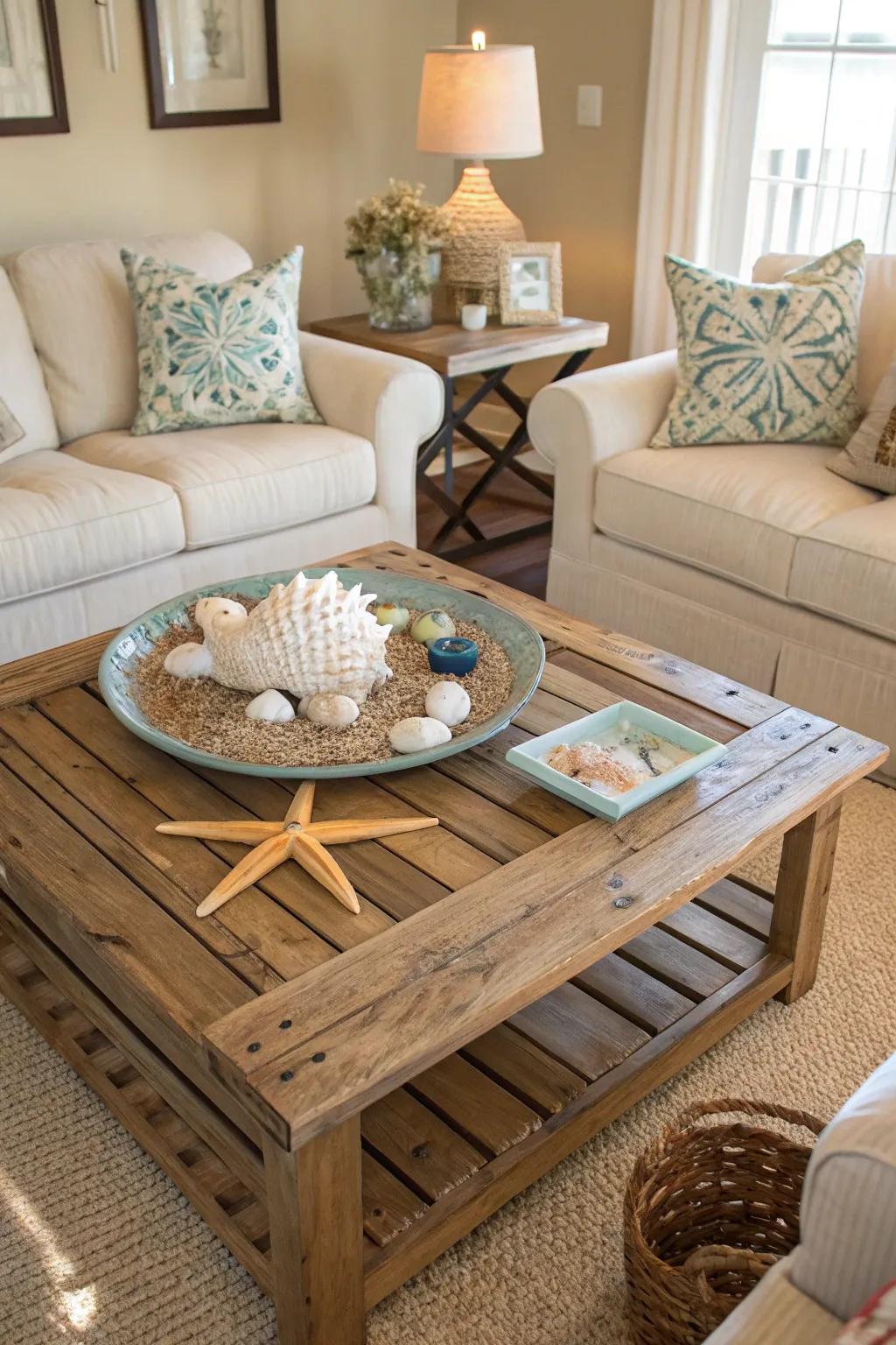 Natural wood elements usher in both warmth and a seaside vibe.