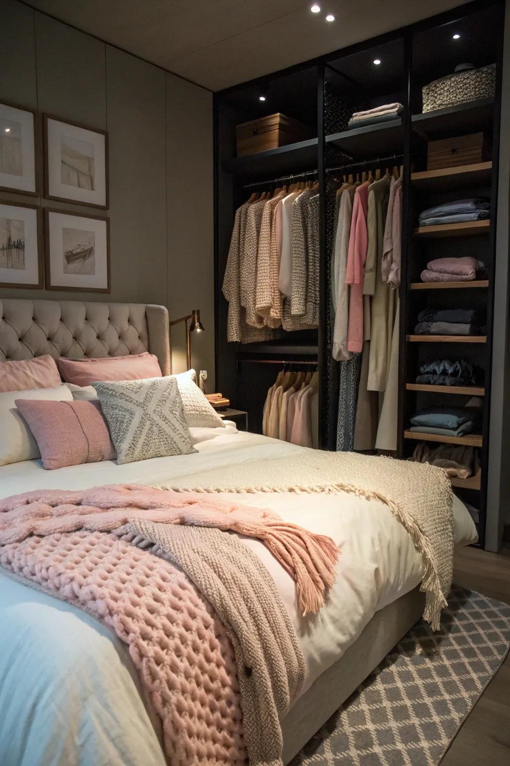 Inviting bedding transforms a small area into a tranquil haven.