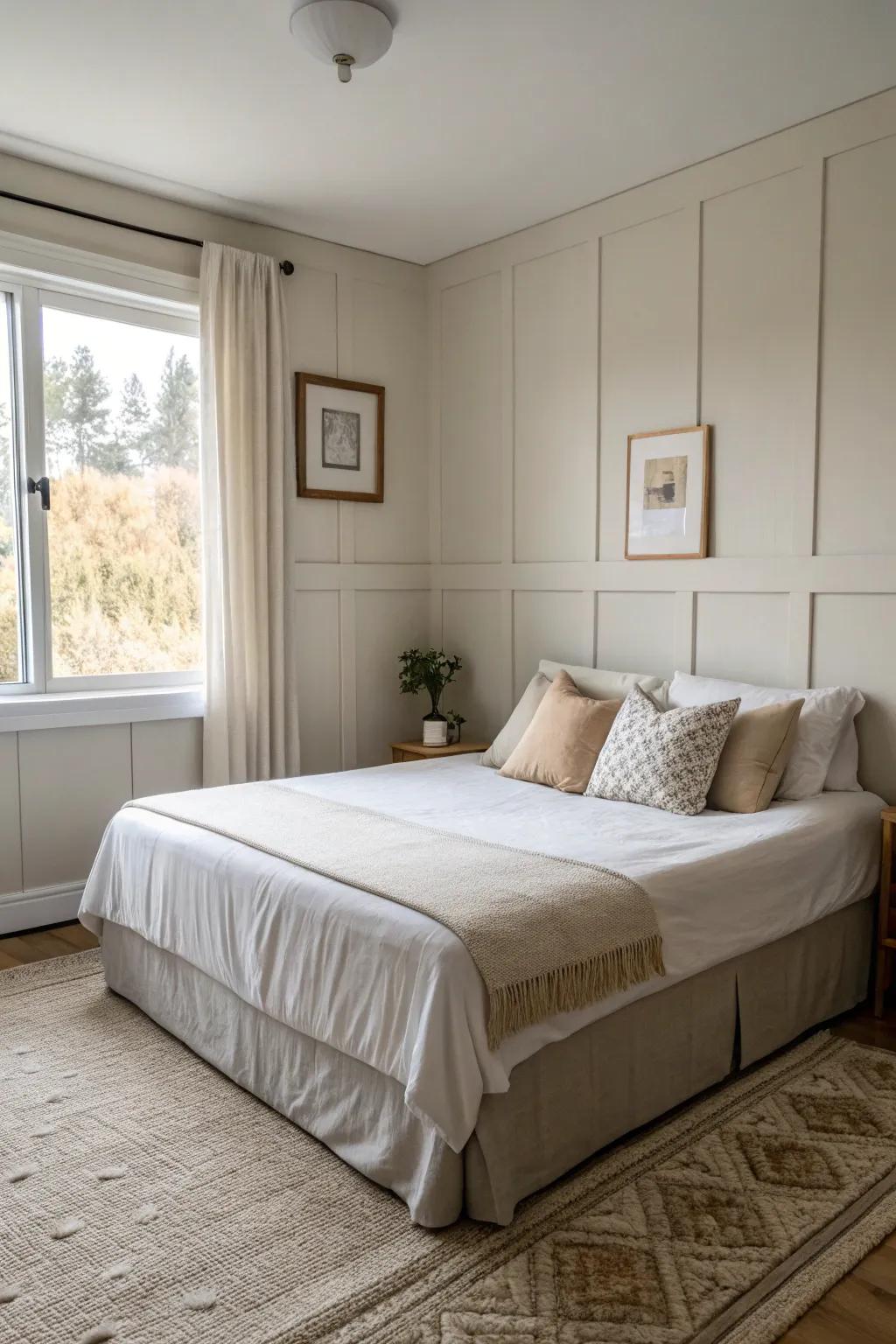 Simplicity meets comfort using a corner bed arrangement.