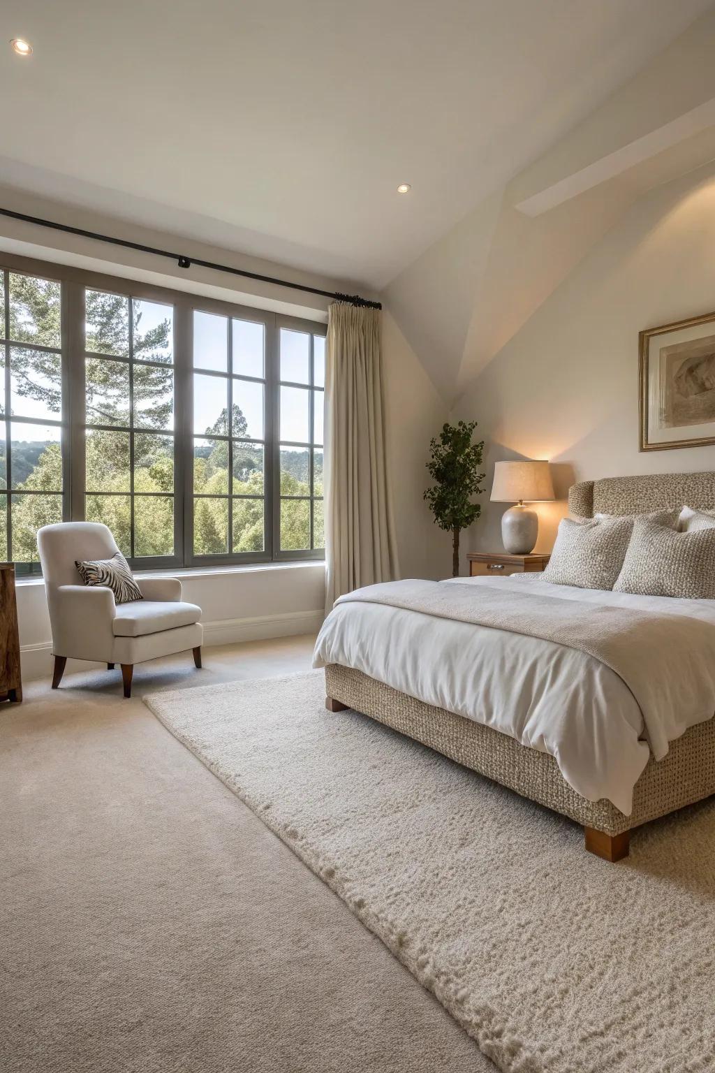 Lavish carpets provide a comforting and warm feeling underfoot.