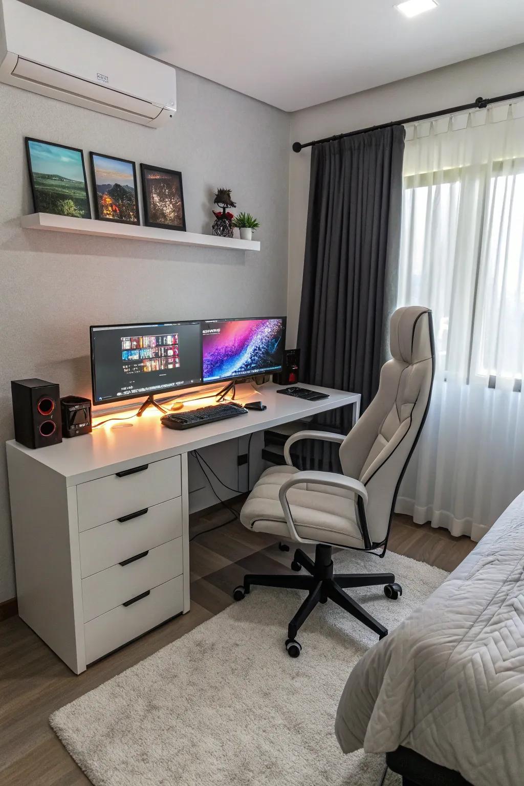 A twofold display setup amplifies both gaming and output.
