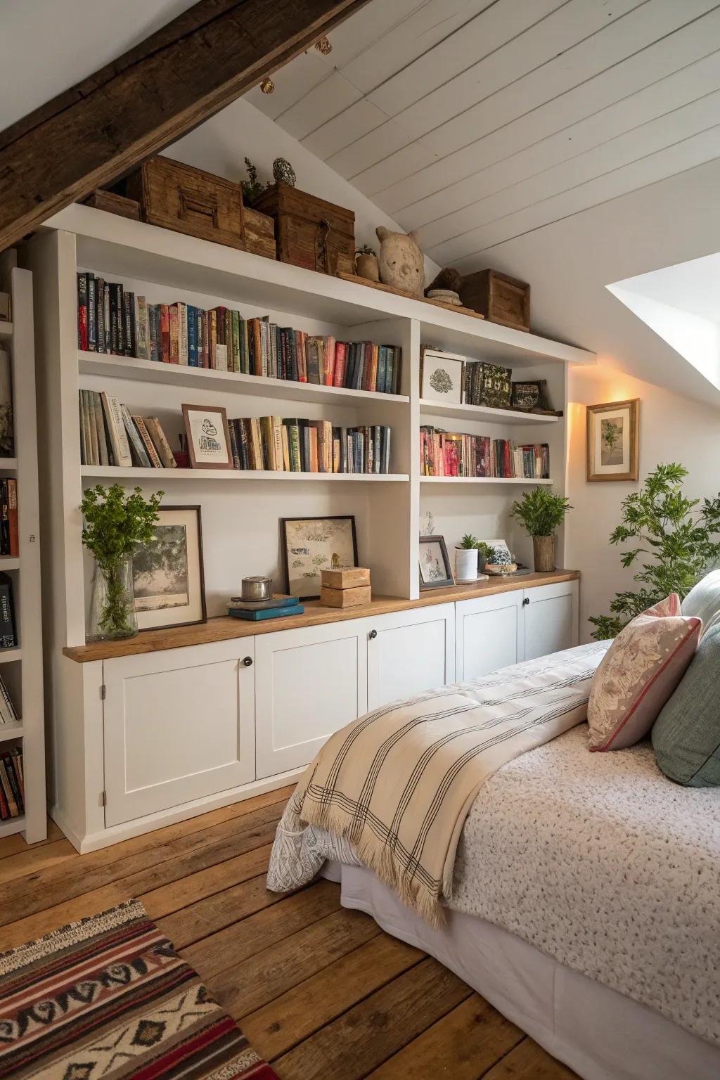 Integrated wall storage enhances both the appearance and usefulness of your loft.