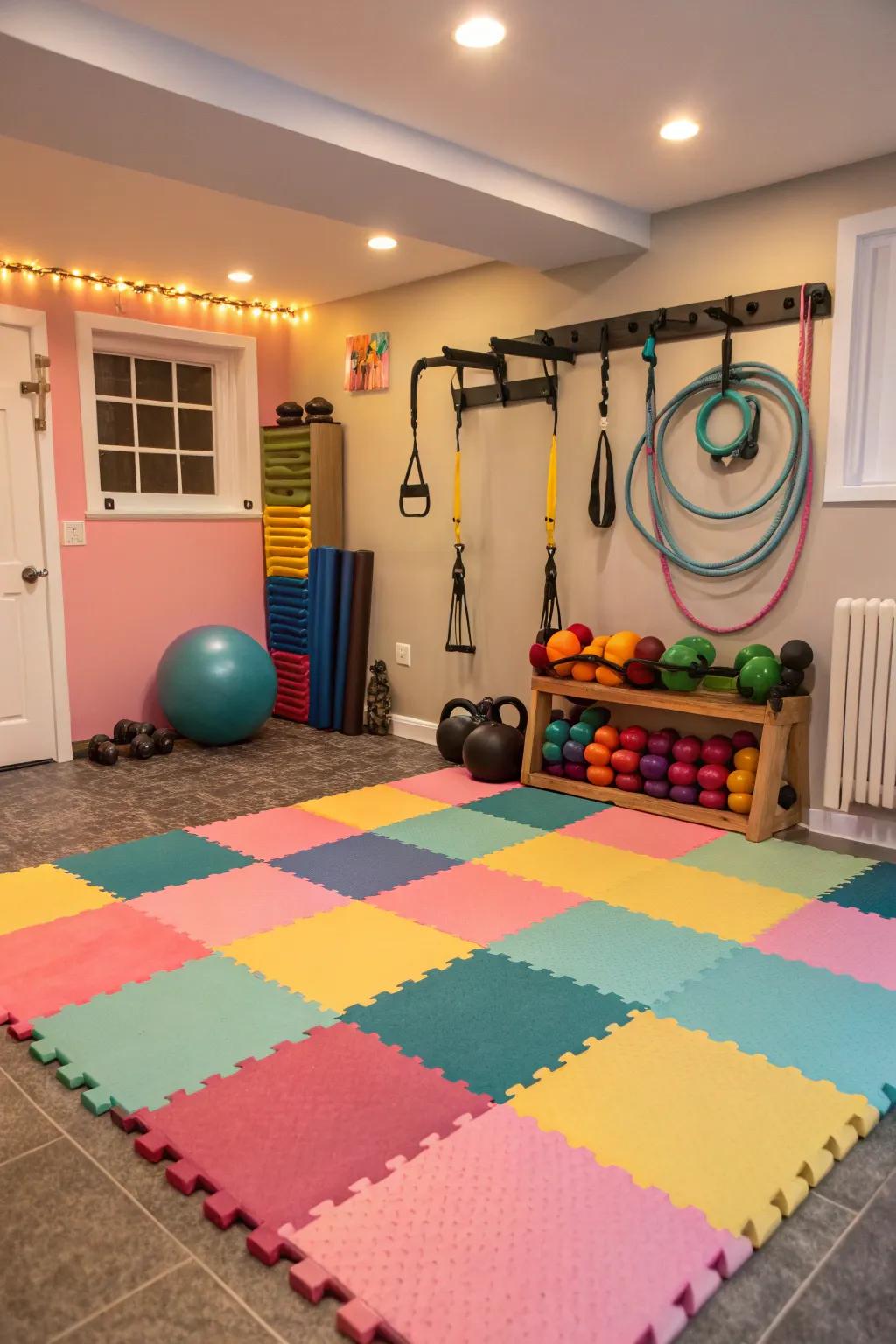 CushionSoft tiles deliver a comfortable and welcoming gym atmosphere.