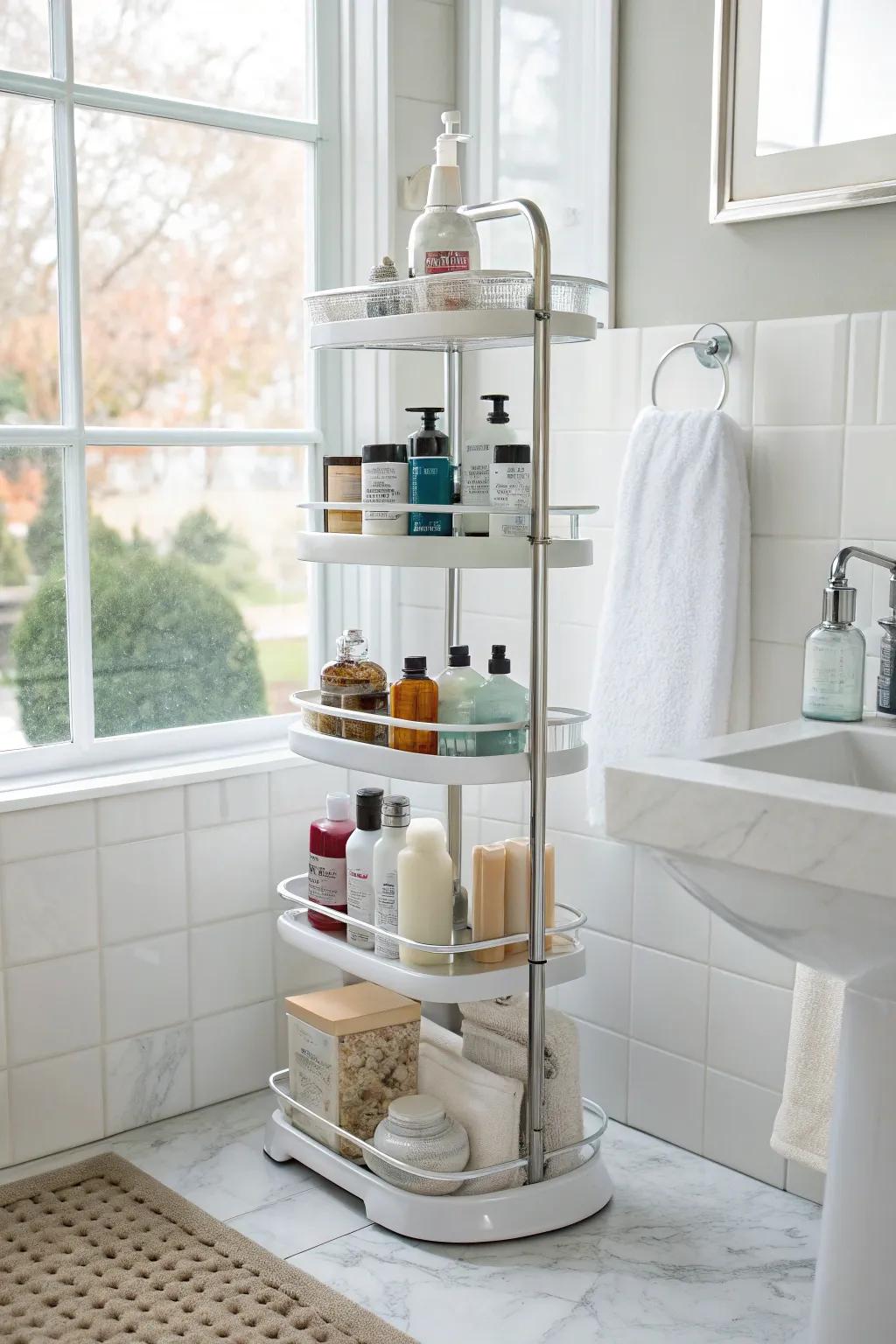 Step up your organization with a layered shower buddy.