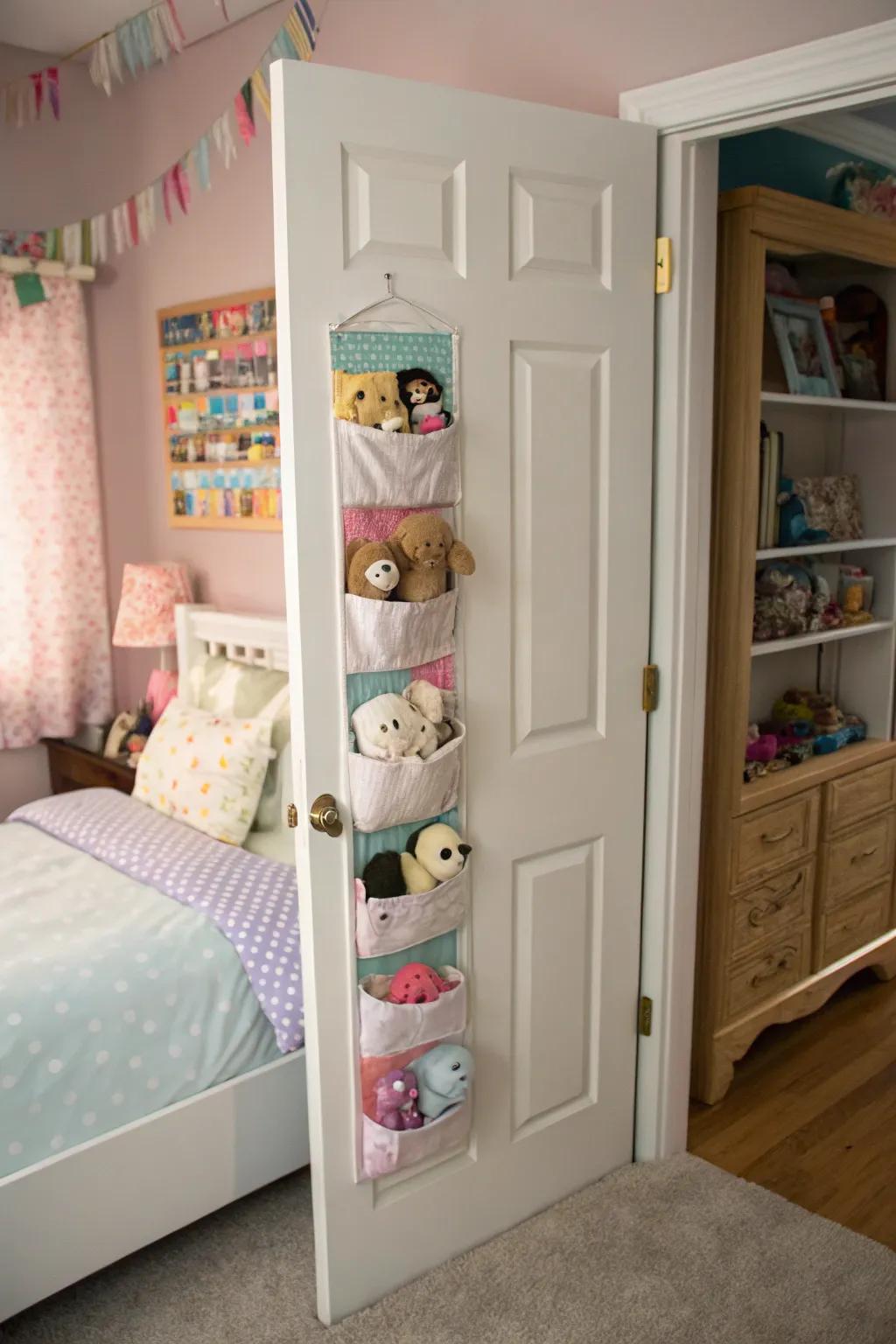 Over-the-door organizers utilize vertical space, providing easy access.