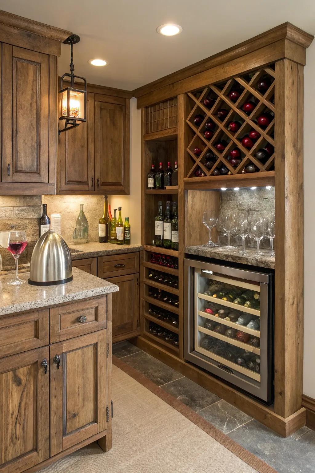 Delight in a country-style wine spot in your home.