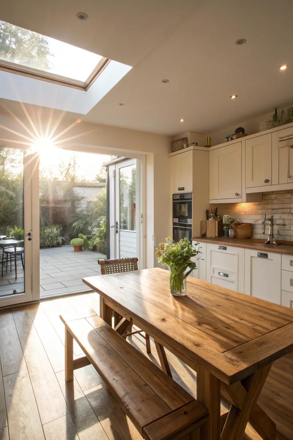 Let natural light flood your kitchen through expansive bifold doors.