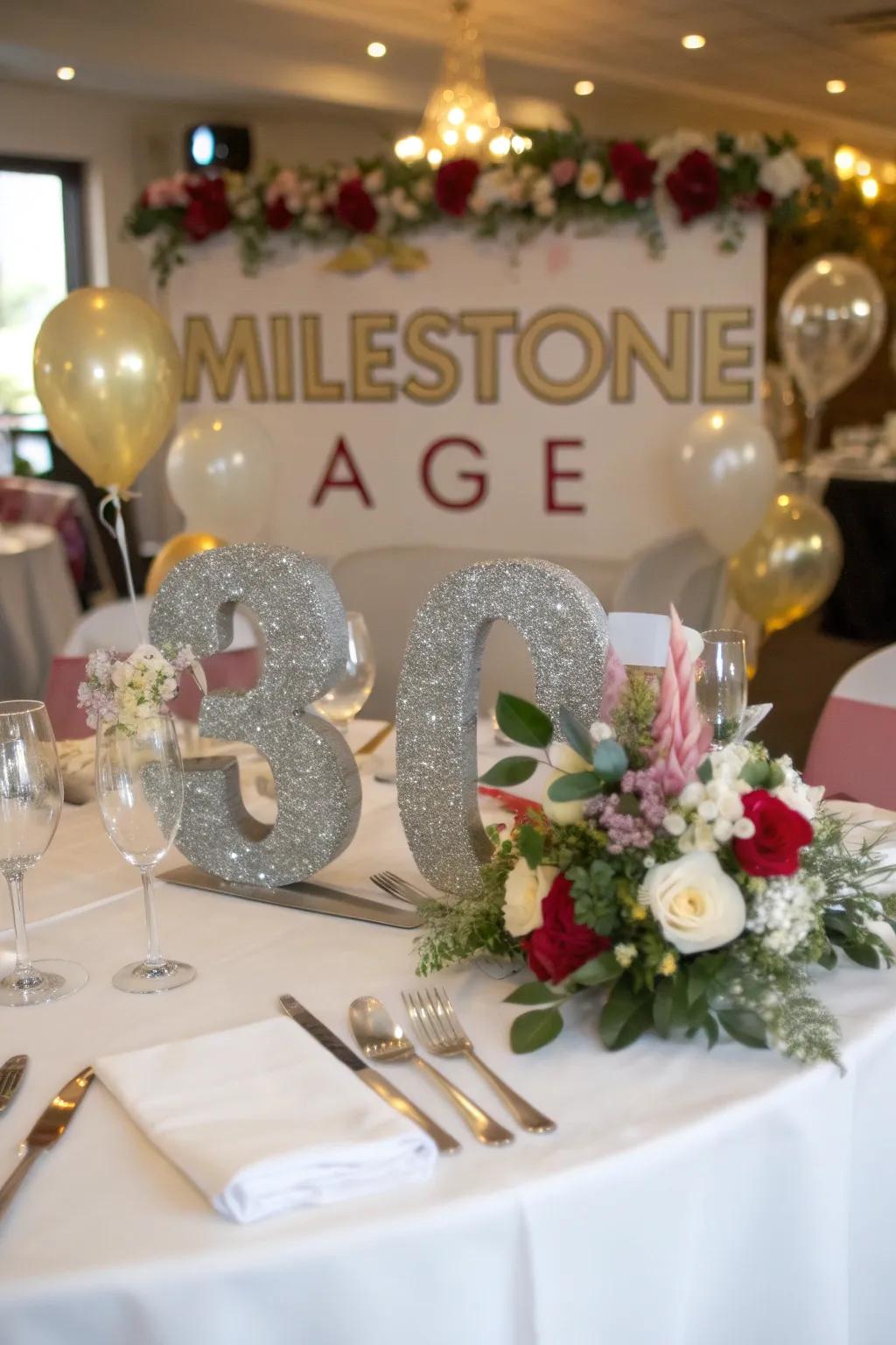 Showcase milestone birthdays with sparkling numbers that make a statement.