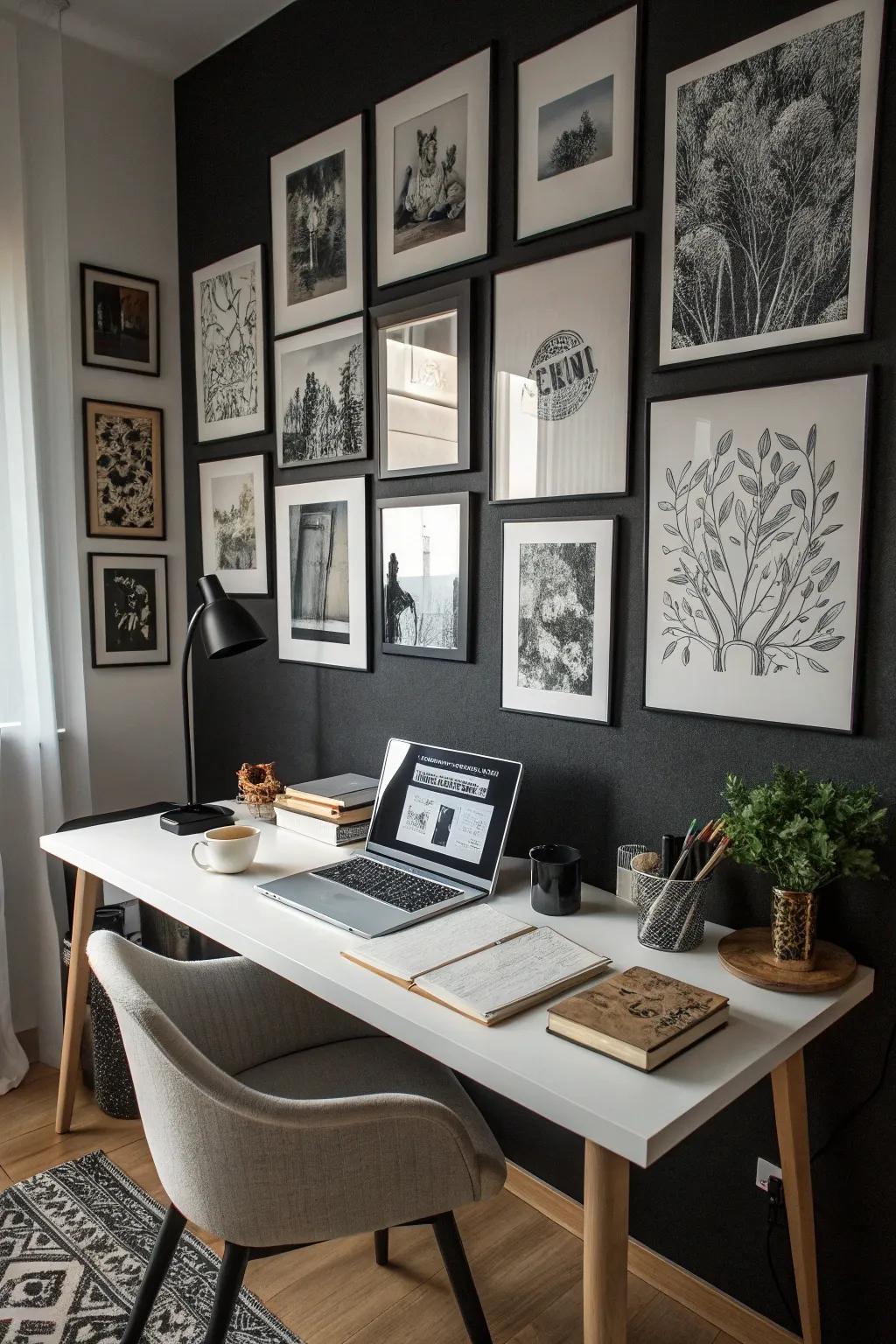 Transform your partition into a personal artistic display with grayscale prints.