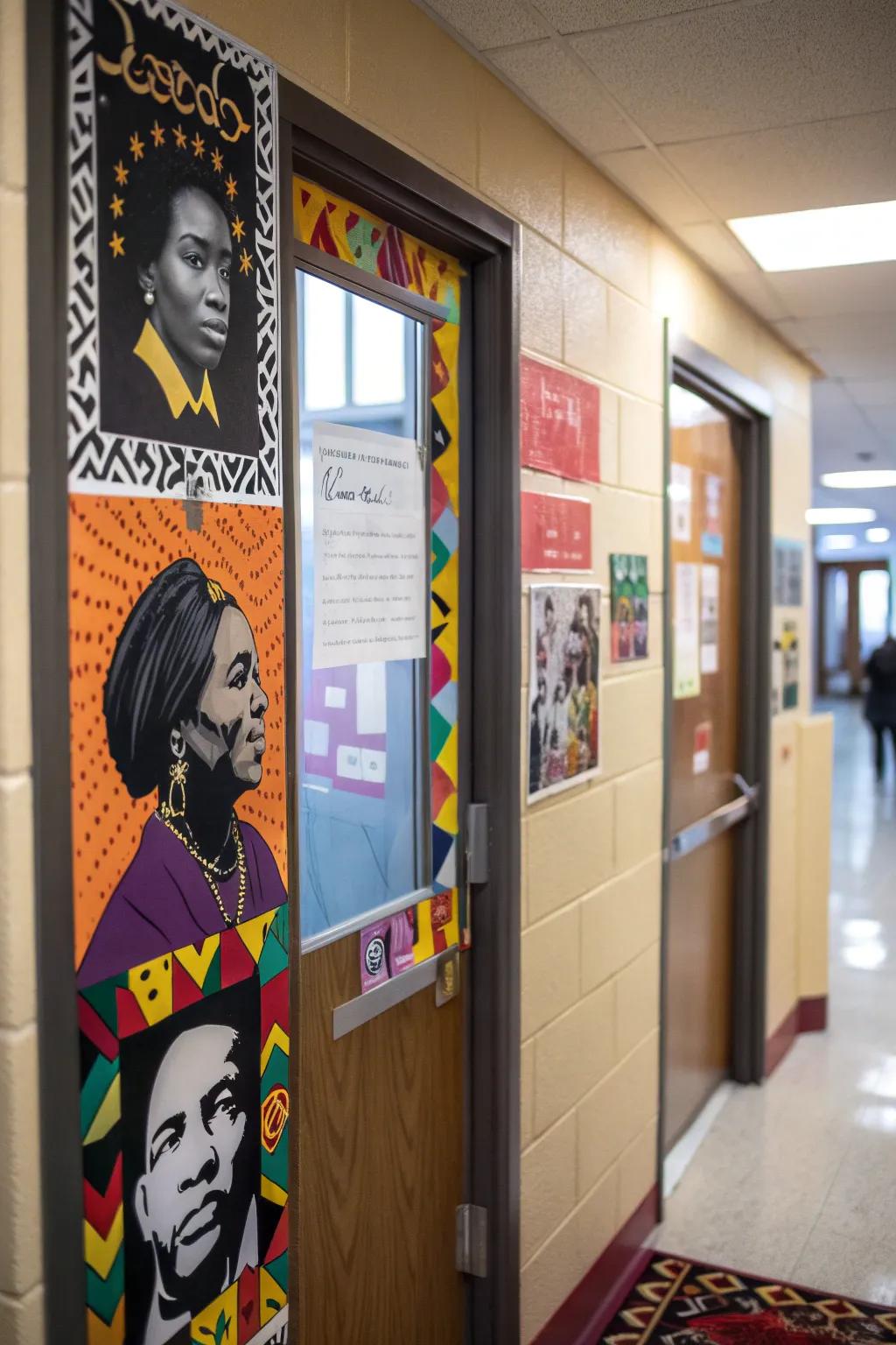A lively door showing inspiring sayings from well-known Black leaders.