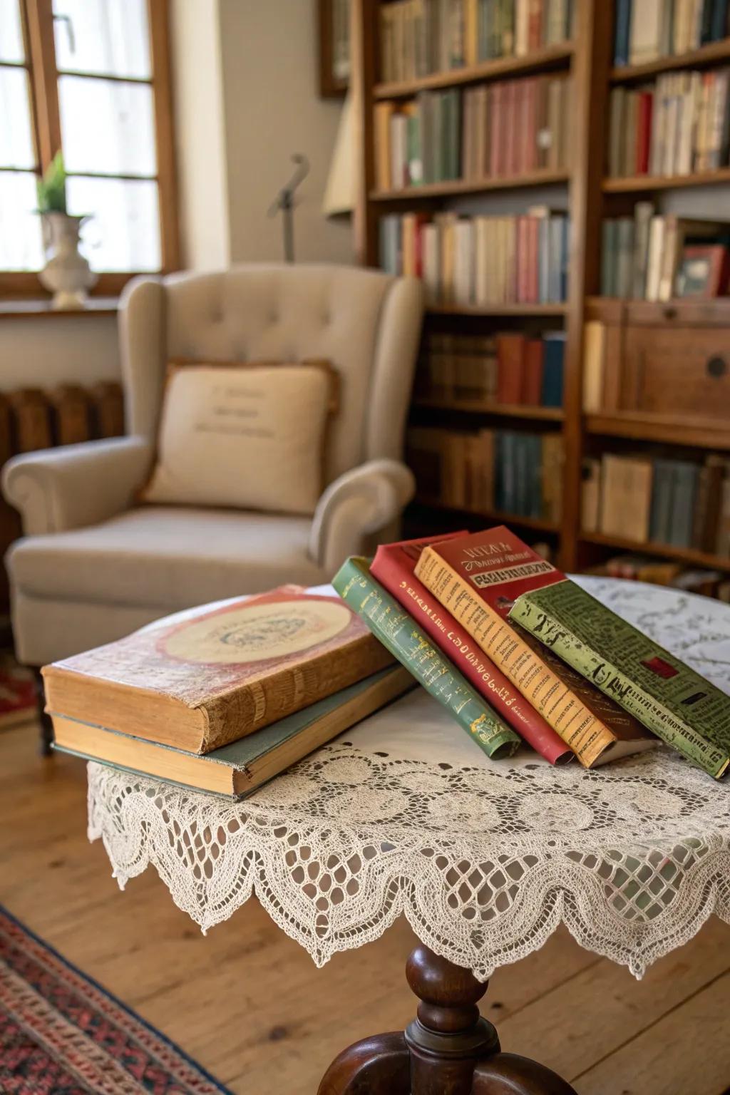Bring a nostalgic touch to your decorating with old book covers.
