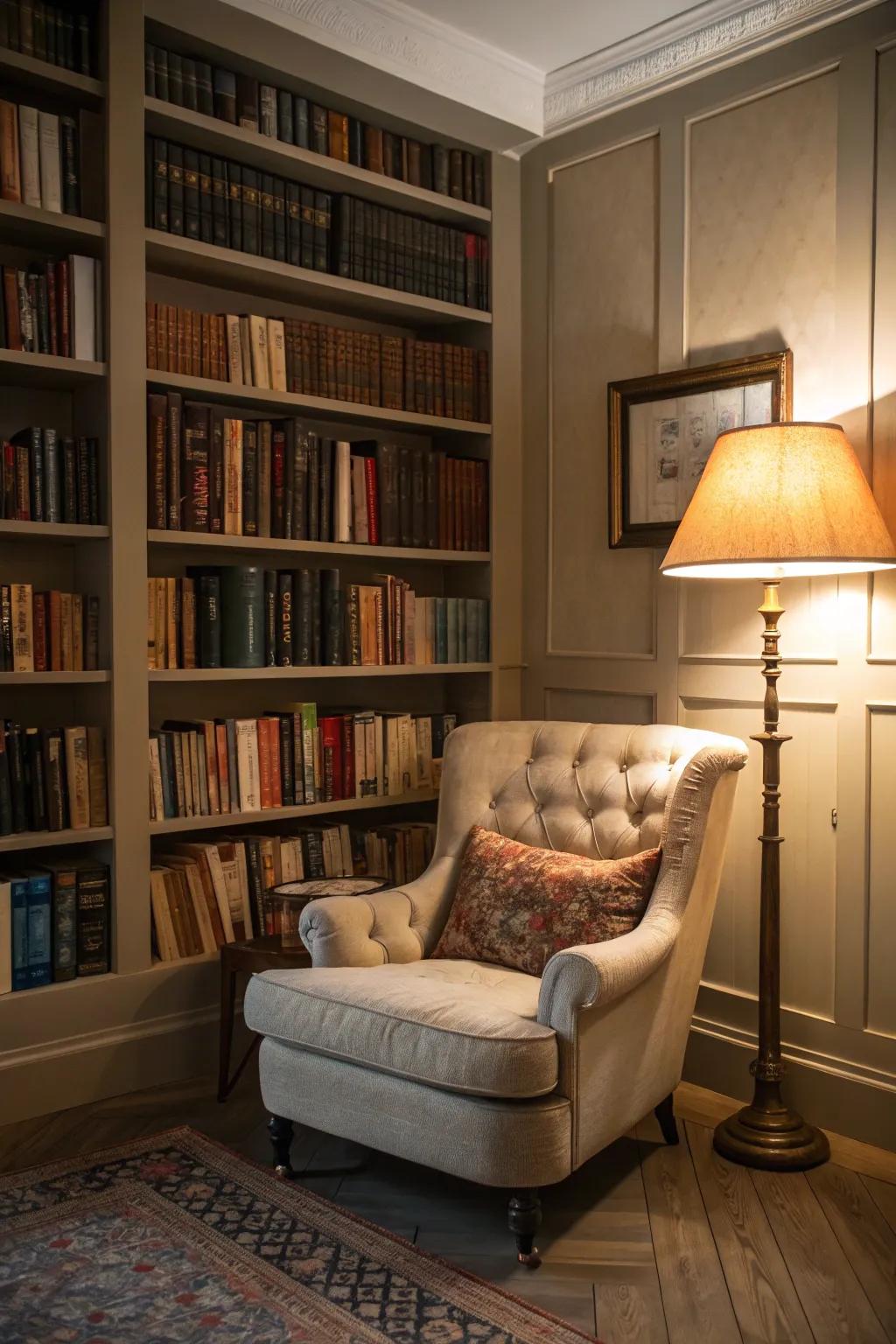 Your personal escape with a comfortable home library.