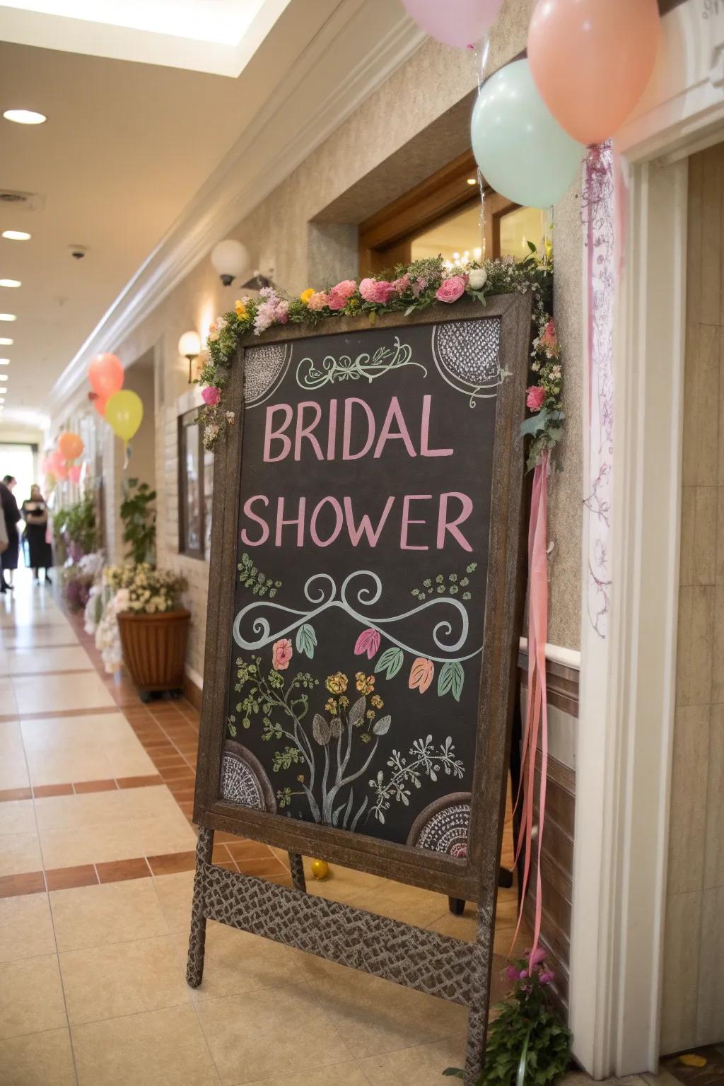 A beautifully designed blackboard indicator welcomes visitors with an individual touch.