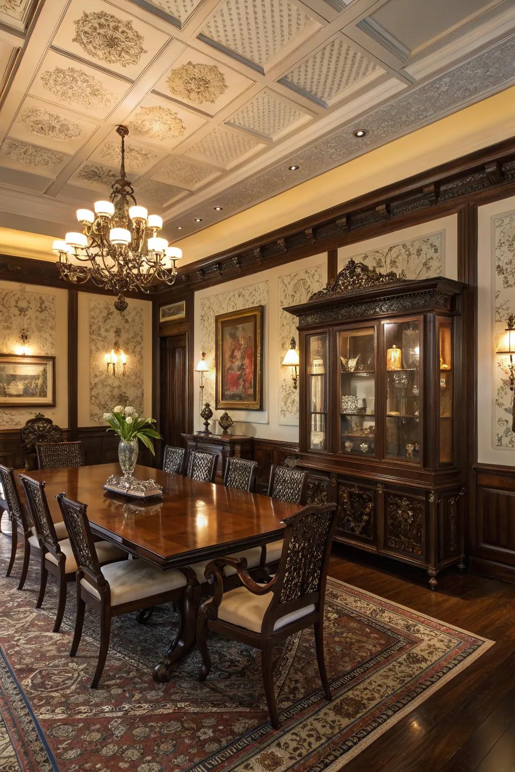 Deep shade wood furnishings bring refinement to any space.