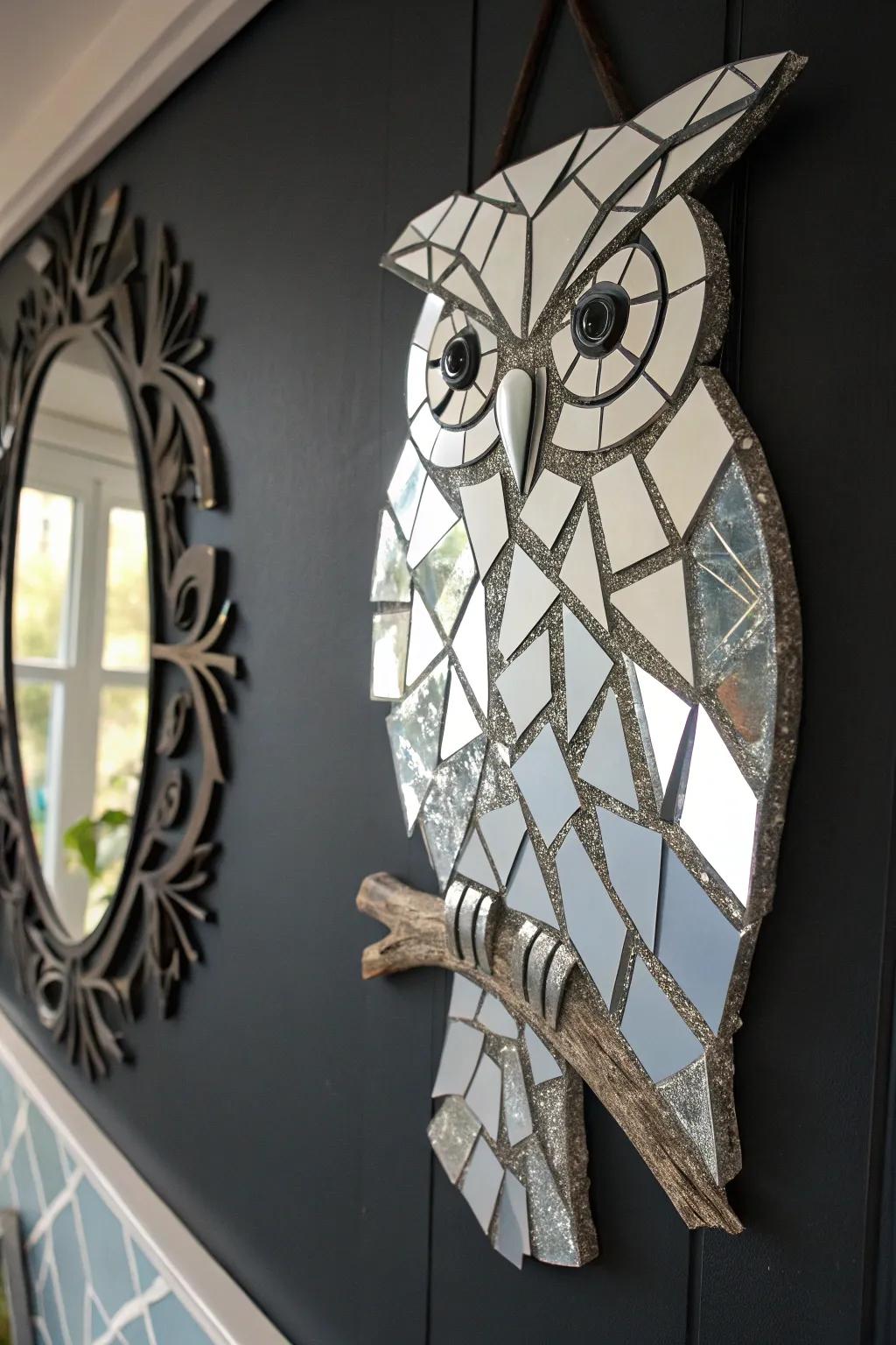 Reflective animal art adds a playful touch to your decorations.